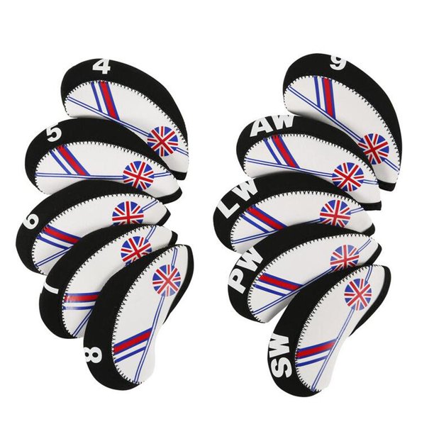 10 piezas Cubierta de cabeza de hierro de golf kusrkot Golf Iron Headcover Golf Club Head Cover 4-9 AW PW Lw SW Protection W/ Negro