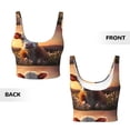 thumbnail image 6 of Rateoe Sunset Calf Flower Field Print Womens' Sports Bras Scoop Neck Sports Vest- Padded U Back Seamless High Impact Support, 6 of 7