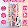 thumbnail image 3 of Whaline Valentine's Day Conversation Heart Tumbler Stainless Steel Travel Tumbler with Lid Straw Brush Candy Heart Coffee Mug Cup For Anniversary Women Girlfriend Wife, 3 of 6