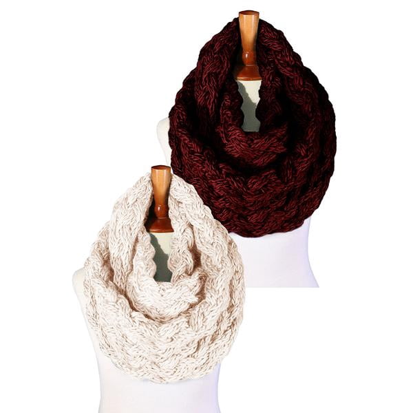 Basico Winter Chunky Knitted Infinity Scarf Circle Loop 2pk Various ...
