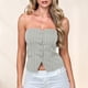 thumbnail image 4 of Blusa Mangas Largas Top sin tirantes con botones, Top corto ajustado para mujer, ropa de calle Hotsweet Kuymtek Gris T L para Mujer, 4 of 6
