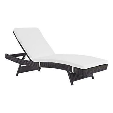 Afuera Living Aluminum and Rattan Patio Chaise in Espresso / White