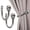 Grey, variant on Set of 2 Decorative Curtain Holdbacks, Wall Mounted Aluminum Alloy Window Drapery Tiebacks for Bedroom, Livingroom Office Come with Screws, White