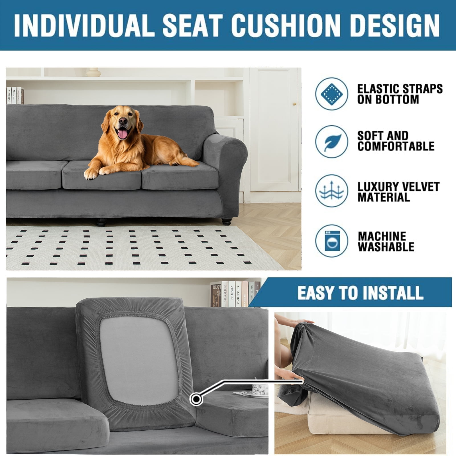 Sanmadrola Sofa Cover Slipcover Couch Cover Set for Chair Super Stretch Universal Slip Cover Furniture Protector 2 Pieces