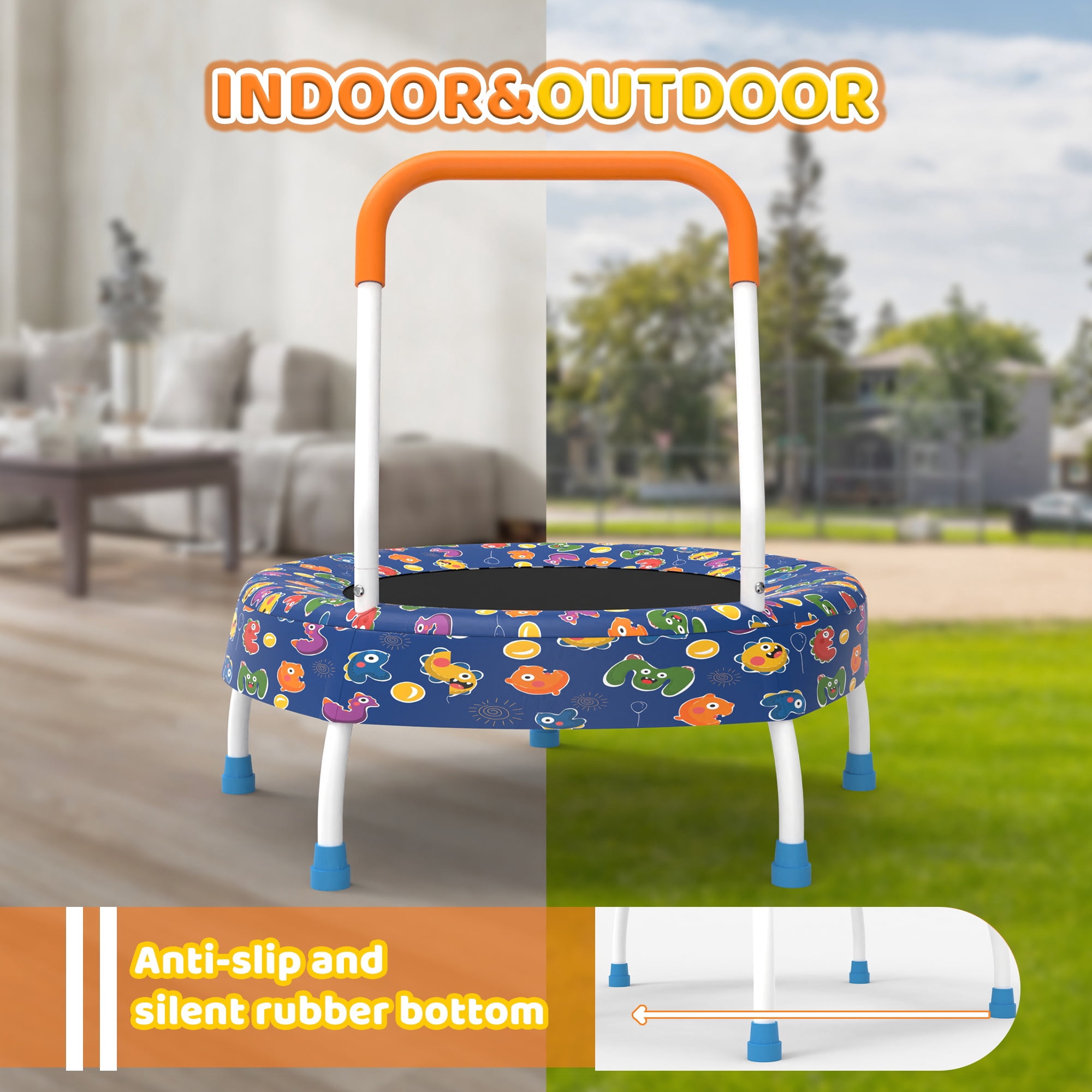 Toddler Trampoline with Handle, 28" Kids Trampoline, SHINPT Indoor Trampoline for Kids, Small Trampoline, Gift for Boys Girls
