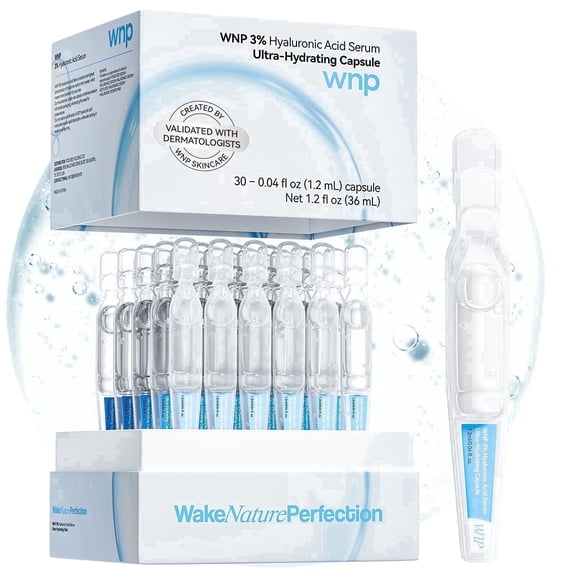 WNP 3% Hyaluronic Acid Serum, Smoothing & Hydrating Face Serum, Single-Use Tubes, 30 Ct