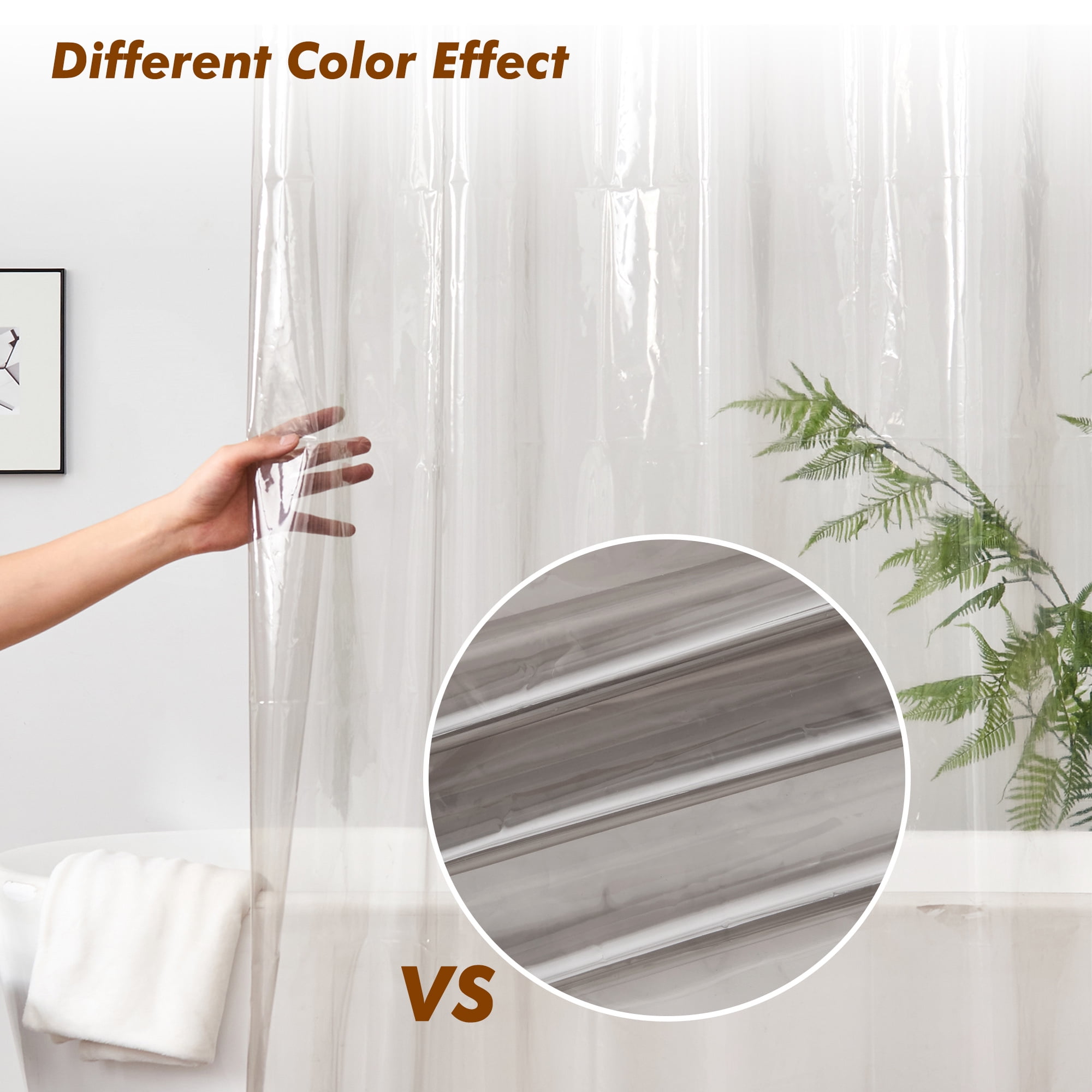 Mrs Awesome Clear Waterproof Shower Curtain Liner Lightweight PEVA with Magnets, Black -72" x 72"