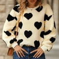 thumbnail image 2 of 2DXuixsh Chandail à Capuche pour Femmes, Chandail d'Hiver en Peluche Imprimée, Manches Longues, Col Rond, Confortable, Noir Taille m, 2 of 5
