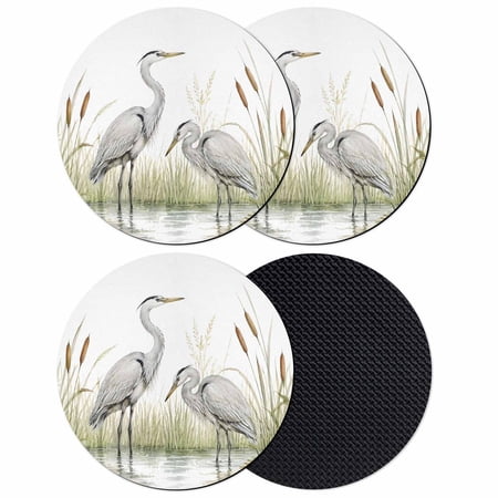 Wildlife White Birds Coasters Set of 4 Absorbent Coasters for Drinks Water Reflection Scenic Coaster for Desk Coffee Table Protection Home Decor House Warming Gifts 4