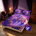 thumbnail image 2 of Homewish Purple Castle Queen Sheets, Dreamy Floral Flower Queen Sheet Sets for Girls, 4 Pieces, 1 Flat Sheet, 1 Fitted Sheet and 2 Pillowcases, 2 of 6