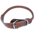 thumbnail image 5 of Genuine Leather Round Circle Rolled Dog Collar with Leash 4ft for Medium Large Pet sz M: Neck 12" - 16", 5 of 5
