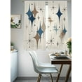 thumbnail image 4 of Brown Green Diamond Sheer Curtains 72 Inch Length 2 Panels Set Window Treatments, Modern Geometric Middle Century Beige Rod Pocket Semi Curtains for Living Room/Bedroom/Kitchen Décor, 104"W x 72"L, 4 of 7