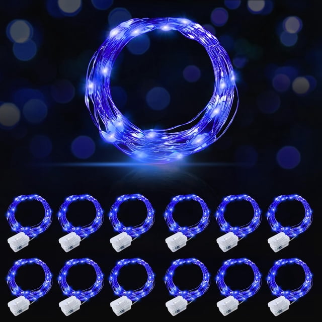 Cadena de luces AIKEI, 12 unidades, 20 LED, 2,1 m, resistentes al agua, azul
