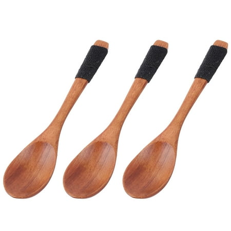 - Kitchen Cooking Wood Salt Candy Sauce Peper Holder Spoon Brown 15cm Length 3pcs