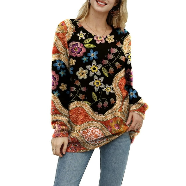 Jersey YESNO de punto extragrande estampado para mujer, 3XL S01