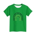 thumbnail image 5 of Blusas y camisas de manga corta con cuello redondo para niños Camiseta estampada del Día de San Patricio de manga corta con cuello redondo, informal, versátil, para niñas, top de poliéster, 5 of 5
