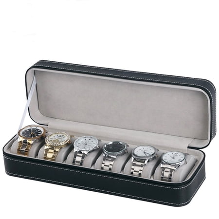 6/10/12 Slots Portable Leather Watch Box Good Organizer Jewelry Storage Box Zipper Easy Carry Men Watch Display Box