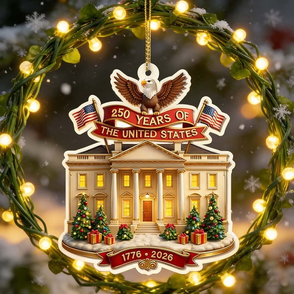 BSJJY 2026 USA 250th Anniversary Christmas Ornament, Acrylic Commemorative Decor 1776-2026, Collectible Gift for Holiday Party and Milestone Historical Event, 7.9IN (H)