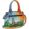 thumbnail image 3 of Anna by Anuschka Hand Painted Women’s Genuine Leather Small Satchel - Top Zip, Front pocket with Magnetic Button, Default Rope Handle and Detachable Adjustable Handle, 3 of 5