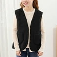 thumbnail image 2 of Arlun Sherpa Vest Girls Fleece Fuzzy Button Down Sleeveless Crop Jackets Fall Winter Soft Cozy Faux Fur Solid Warm Outerwear Vest With Pockets Black2 13-14 Years, 2 of 7