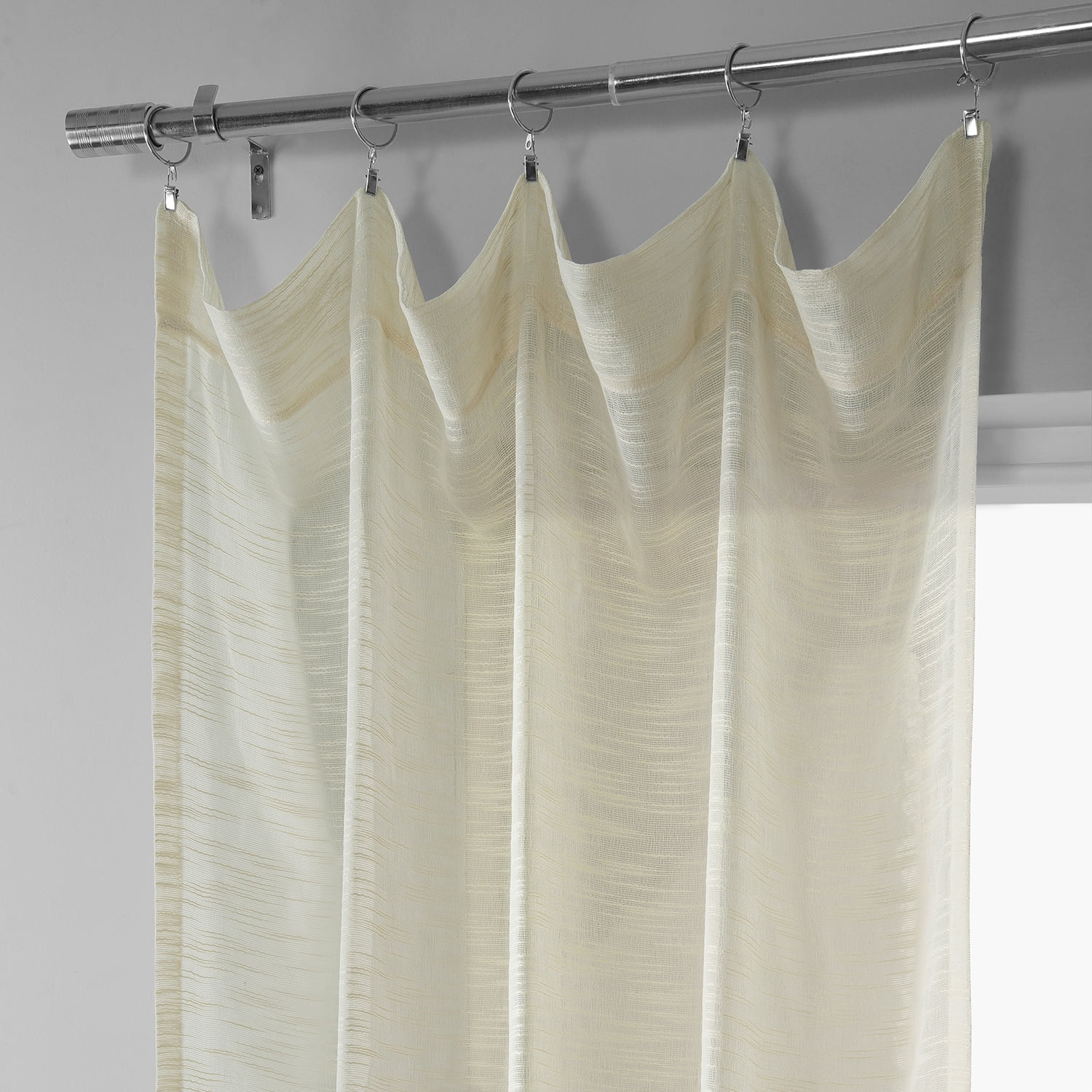 Open Weave Cream Linen Sheer Curtain (1 Panel), Open Weave Cream, 50W X 108L