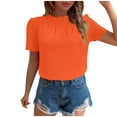 thumbnail image 2 of Bzhegqhd Women's Fashion Solid Color Summertime Button Short Sleeve Round-Neck Blouses, 2 of 7