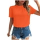 thumbnail image 1 of Blusas de Manga Corta para las Mujeres de la Moda Color Sólido Botón de Verano con Cuello Redondo, Poliéster, 1 of 7