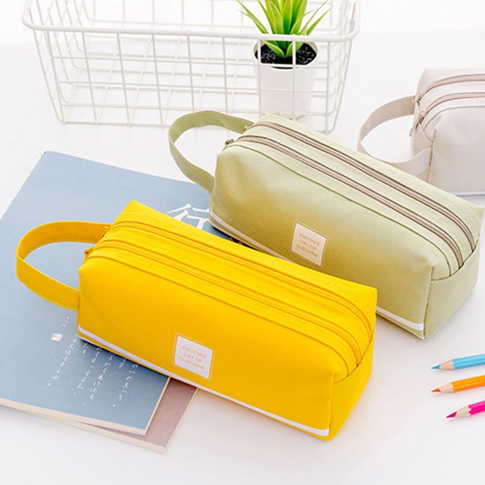 Large Capacity Pencil Cases Handheld Storage Pen Stationery Pouch Makeup Bags E6N6