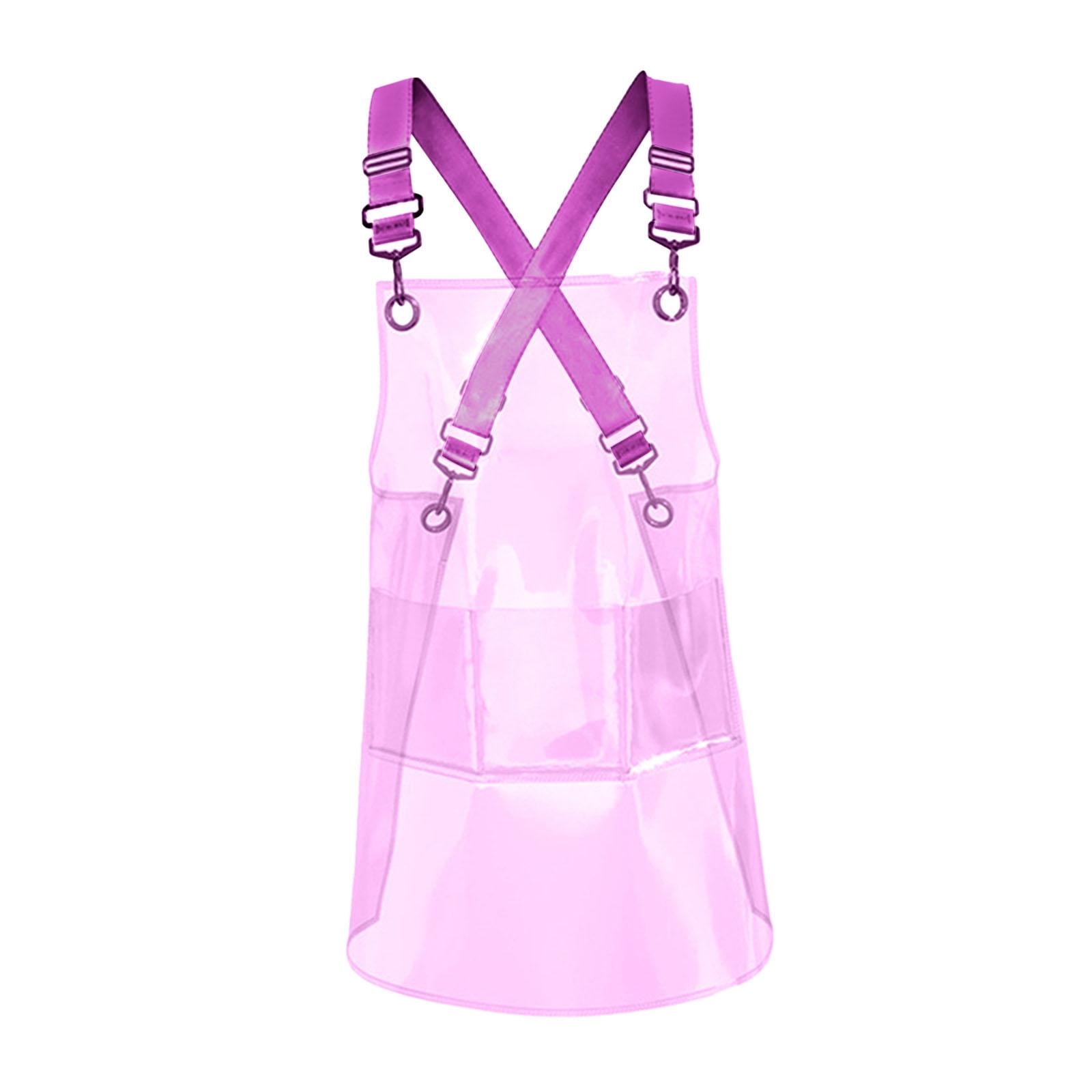 Fiocias Transparent Apron Hair Stylist Apron Gardening Chef Apron with Pocket for Flower Pink 80cm