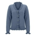 thumbnail image 4 of Elegant Long Sleeve Ribbed Knit Cardigan for Women Cozy Soft Yarn Open Front Design with Fringe Trim Casual Comfort Wear Women Casual Dress Sweater Long Sleeve Hoodie Womens Long Hooded Sweatshirt, 4 of 5