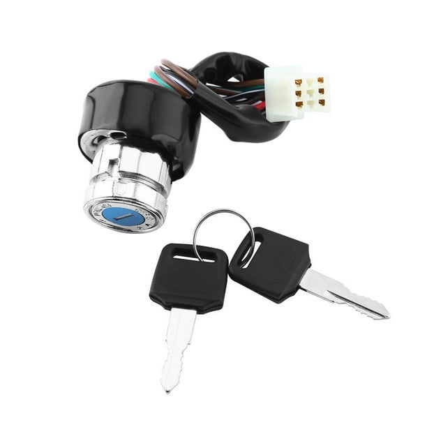Interruptor de encendido universal para automóvil, motocicleta, 6 cables, enchufe de 9 pines, 3 posiciones, 2 llaves
