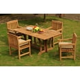 thumbnail image 6 of Teak Dining Set: 4 Seater 5 Pc: 69" Warwick Console Folding Dining Rectangle Table And 4 Devon Arm/Captain Chairs Outdoor Patio Grade-A Teak Wood WholesaleTeak #WMDSDVi, 6 of 6