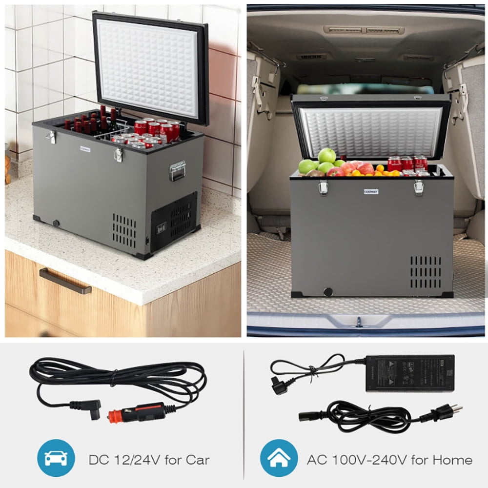 Resenkos 90 QT Portable Car Refrigerator Freezer with Compressor-Gray, Portable Fridge Car Refrigerator Fast Cooling Freezer for Fishing, Camping, RV, Truck, Boat