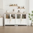 thumbnail image 1 of 55" Glass Door Buffet Cabinet - Modern Sideboard with Storage, Rustic Farmhouse Design for Living Room, Easy Assembly Wood Cabinet for Kitchen & Dining Room, 1 of 9
