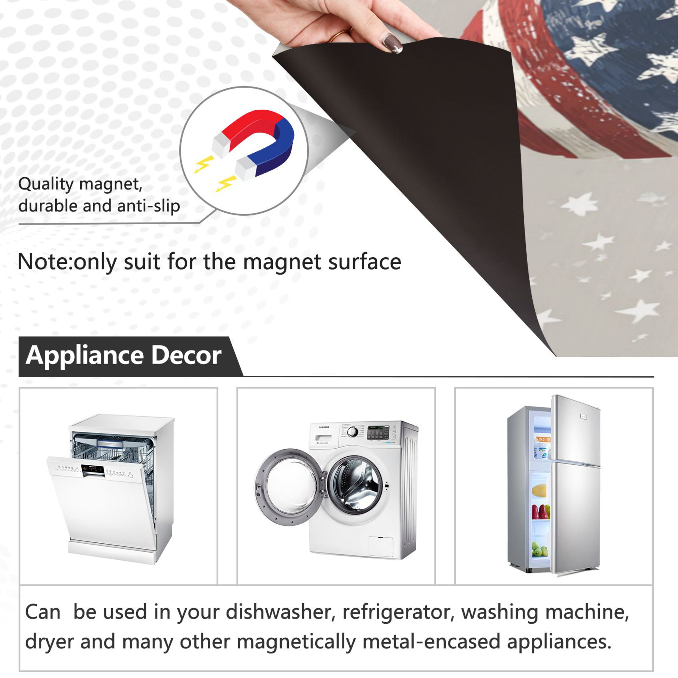 Dishwasher Magnetic Refrigerator Magnet Cover Sticker Home Decorative 23"x26" Five-star Flag Snowman