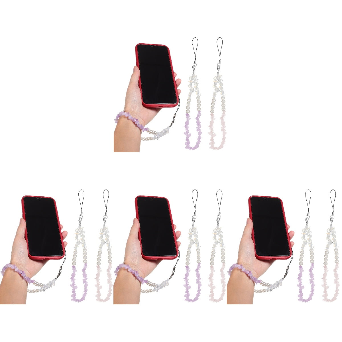 FRCOLOR 8 Pcs Charm Chains Crystal Stones Beads Lanyards Wrist Straps -Lost Strings Bracelets Accessories