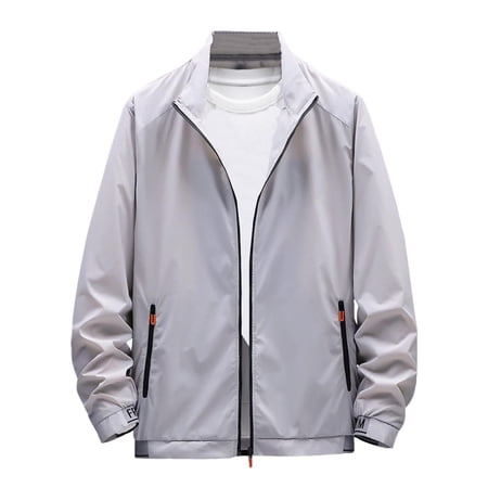 WMTBSRSW Long Sleeve Sun Protection Jackets for Men Lightweight UPF 50+ Long Sleeve Full Zip Jackets Solid Hiking Fishing Outdoor Jacket Big and Tall
