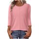 thumbnail image 1 of Camiseta de Cuello Redondo de Manga 3/4 de Color Sólido Casual con Poliéster Suave, Top de Primavera de Moda para el Uso Diario en Casa O en el Trabajo, 1 of 5