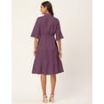 thumbnail image 3 of Moomaya Solid Bow-Knot Dress For Women, Ruffle Sleeve Tiered Flared Dress, 3 of 9