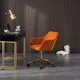 thumbnail image 5 of Modern Rolling Velvet Fabric Executive Office Chair with Adjustable Height and 360 Revolving, Swivel Accent Back Armchair with Wheels and Golden Base, Upholstered Vanity Chair, Orange, 5 of 9