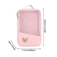 thumbnail image 3 of SUYOLL Pink Cartoon Bear Quilted Mesh Storage Pouch Organizer Cube Portable For Travel Toiletries Organization Saving Space, 3 of 7