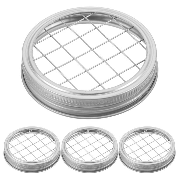 4 tapas de tarro de acero inoxidable con inserto de rana de flores para tarros de boca ancha, tapa de arreglo floral, tapa de metal para tarro de masón, cubierta de tarro floral
