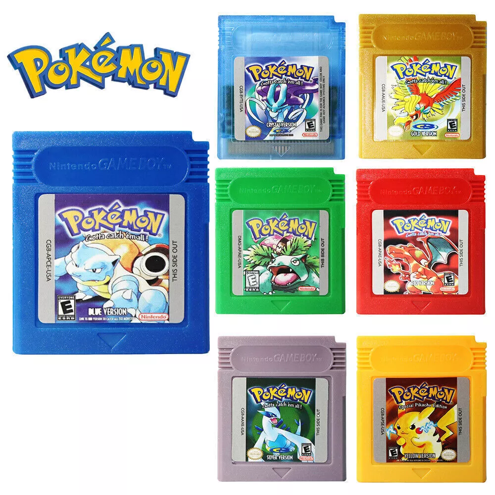 Classic Pokemon Game Boy series For Nintendo GBC Gold Silver, blue