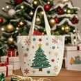 thumbnail image 4 of Christmas Santa Claus Canvas Tote Bag, Reusable Shopping Bag with Apple Print Design, Spacious Holiday Gift Bag for Christmas Eve, 8.66 x 10.63 inch, 4 of 6