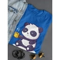 thumbnail image 3 of Panda Drinking Coffee Shaped T-Shirt Women -Image by Shutterstock, Female Medium, 3 of 4