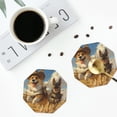 thumbnail image 4 of Honeii Farm Corgi German Shepherd print Leather Coaster Set of 4, ideal for safeguarding your furniture from drinks spills and effortless cleanup-Octagon, 4 of 6