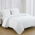 thumbnail image 2 of Chezmoi Collection Iris 3-Piece Washed Microfiber Quilt Set with Pom Pom Trim – Soft Lightweight Bedspread Bedding Set, Queen, White, 2 of 9