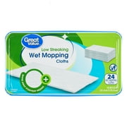 Great Value Low Streaking Wet Mopping Cloths, 24 Count