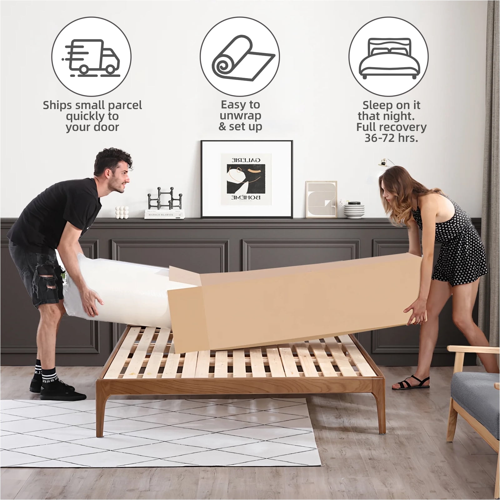 Garaneeds 12 inch King size Mattress in a Box,Memory Foam Cradles your Sleep,Pocket Spring and CertiPUR-US, Pressure Relief & Motion Isolation