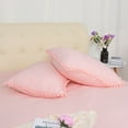 thumbnail image 4 of PiccoCasa 3Pcs Duvet Quilt Cover Set with Pompoms for Queen Bed, Pare Pink, 4 of 6